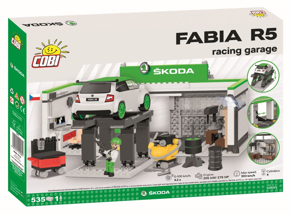 COBI Byggesæt Skoda Fabia R5 Racing Garage Set - 535 Klodser - Alle COBI -  Legeklodser ApS