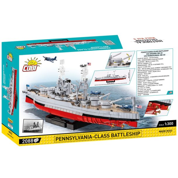 COBI Byggeklodser WW2 Battleship USS Pennsylvania-Class 2in1 - 2088 Klodser