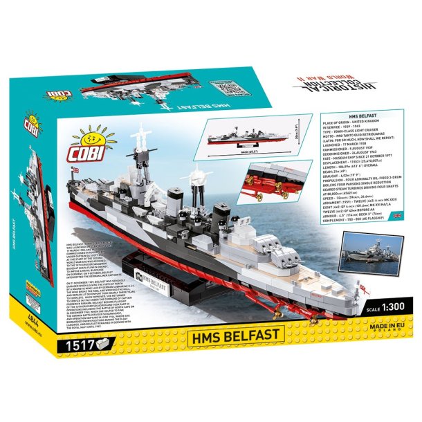 COBI Byggeklodser WW2 HMS Belfast - Town-Class  Cruser - 1517 Klodser