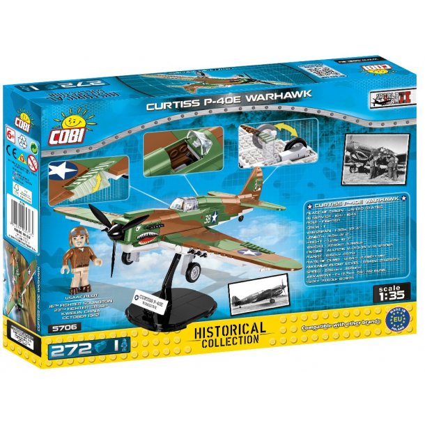 Byggeklodser Curtiss P-40E Warhawk Jagerfly - Samlest med 272 klodser