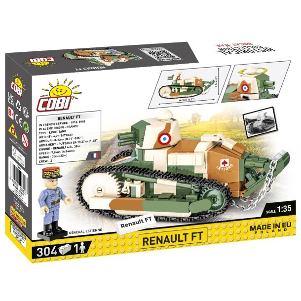 COBI Samlest World War I Tank Renault FT - 304 klodser