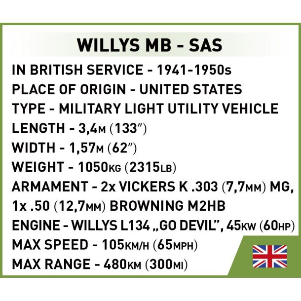 COBI Bygges�t Willys MB - SAS -  180 klodser