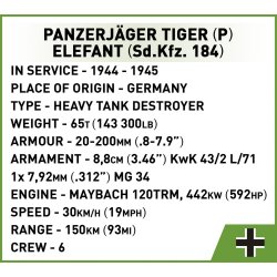 COBI Byggest Panzerjger Tiger (P) Elefant - 1252 klodser
