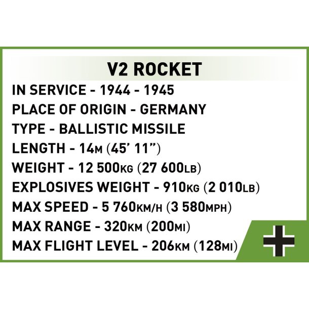 COBI Byggest WW2 V2 Rocket on Meiller Vehicle - 1191 Klodser