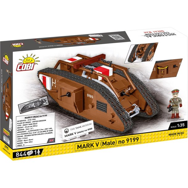 COBI Samlest World War I Tank Mark V (Male) no 9199 - 844 Klodser