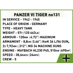 COBI Byggest Panzer VI Tiger no 131 - 1275 klodser