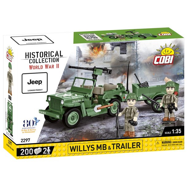 COBI Byggest Willys MB &amp; Trailer - 200 klodser