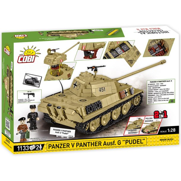 COBI Byggest - Panzer V Panther Ausf. G "PUDEL" - 1133 Klodser