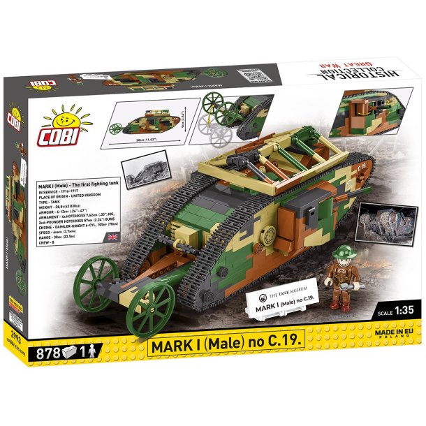 COBI Samlest World War I Tank Mark I (Male) no C.19 - 878 Klodser
