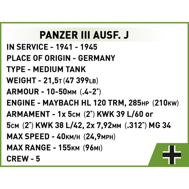 COBI Byggeklodser Panzer III Ausf. J - 590 klodser