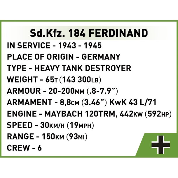 COBI Byggeklodser Sd.Kfz. Ferdinand 184 - 1268 klodser