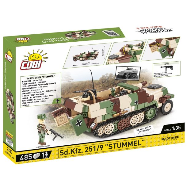 COBI Byggest WW2 SD.KFZ. 251/9 Stummel - 485 Klodser