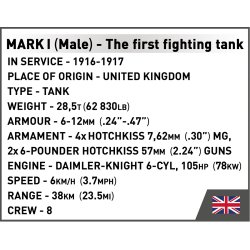 COBI Samlest World War I Tank Mark I (Male) no C.19 - 878 Klodser