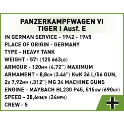 COBI Byggest Panzerkampfwagen VI Tiger I Ausf. E - 1207 klodser