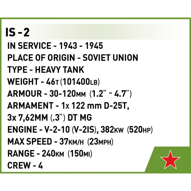 COBI Byggeklodser IS-2 Heavy Tank - 1051 klodser