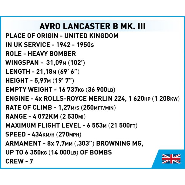 COBI Byggeklodser Avro Lancaster B. III - Samlest med 1595 klodser