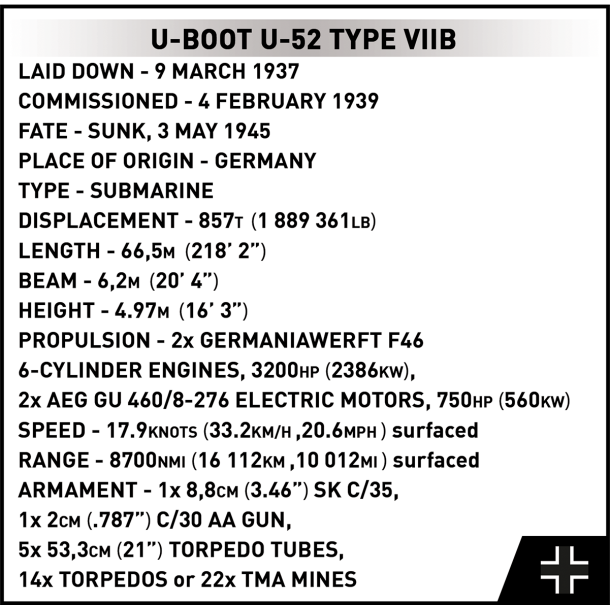 COBI Bygges�t Ub�d V11B U-52 - 474 klodser