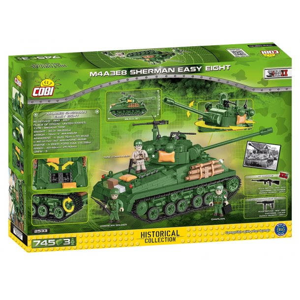 COBI Byggest Sherman M4A3E8 "Easy Eight" - Samlest med 745 klodser