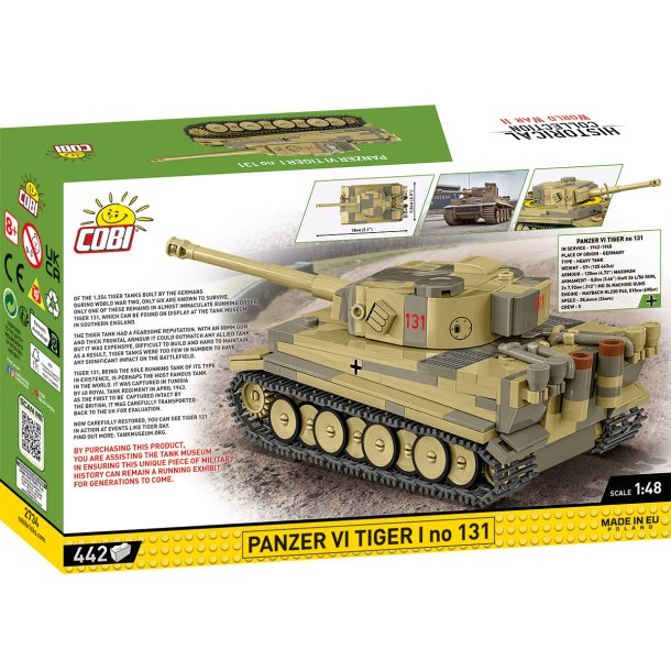 COBI Byggest Panzer VI Tiger 1 No 131 - Scale 1:48 - 442 klodser