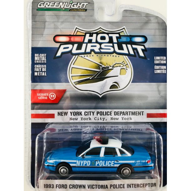 Greenlight 1:64 Hot Pursuit Series 33 - New York City Police Department -1993 Ford Crown Victoria